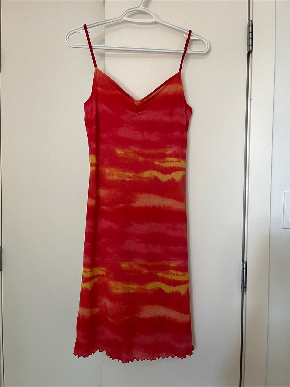 Guess Red and Yellow Midi Slip Dress